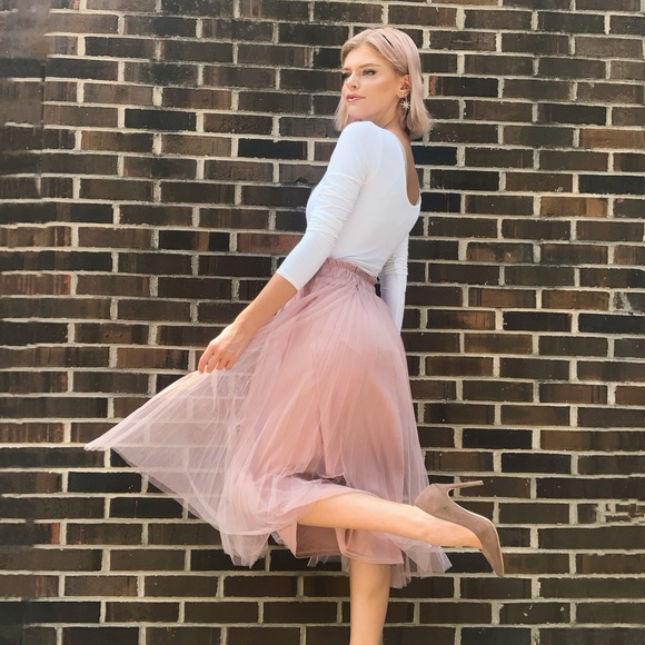 Tule Pleated Midi Skirt - Picture 2 of 2